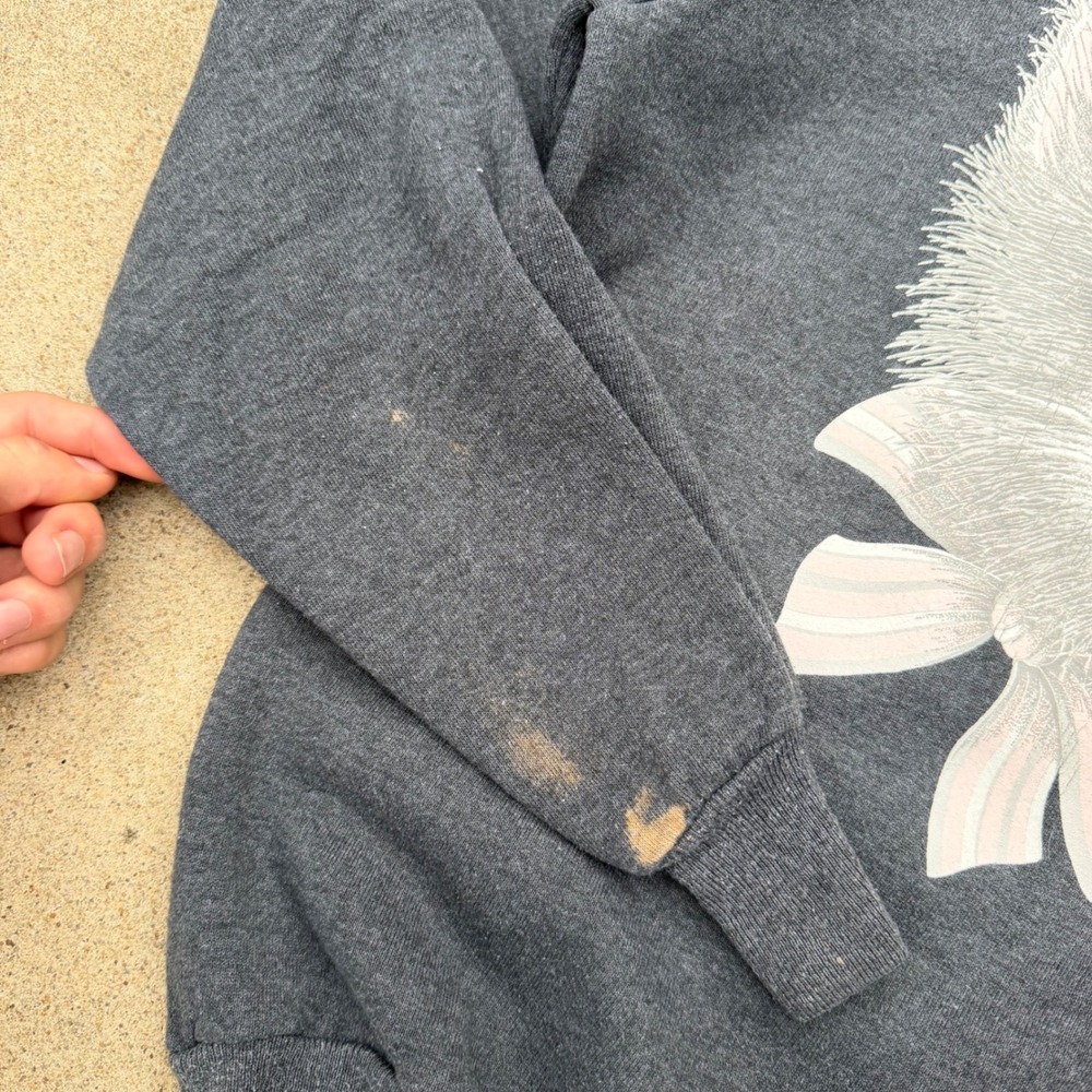 Vintage Jerzees Morning Sun Cat Graphic Sweatshirt Gray Raglan Medium Grannycore - Picture 4 of 7